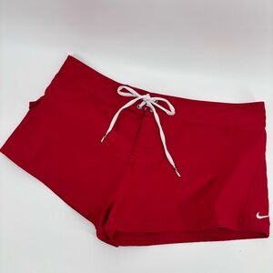 Nike Swim Women Board Shorts Red Size Large 2”Performance Pocket Athletic Bottom